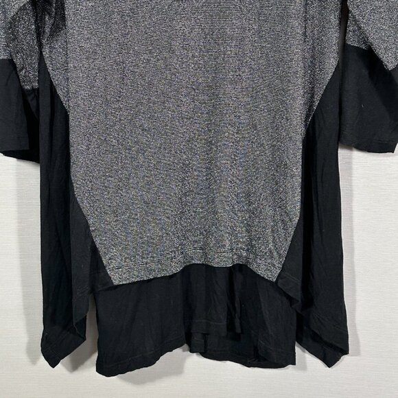 LOGO Lori Goldstein Womens Medium Tunic Top Black Silver Metallic Sparkle - Picture 3 of 7
